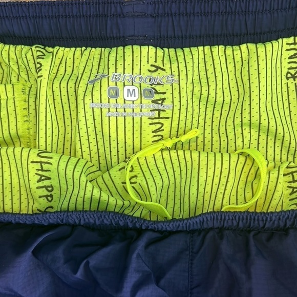 ⭐️Brooks,Navy & Lime Green Running Shorts,Never Been Worn, Size Medium - Picture 3 of 7